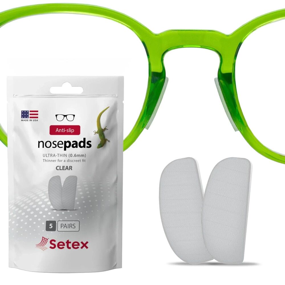 Setex Gecko Grip Nose Pads 0.6mm Anti Slip 5 Pair (Pack of 1), 5 Clear Pairs
